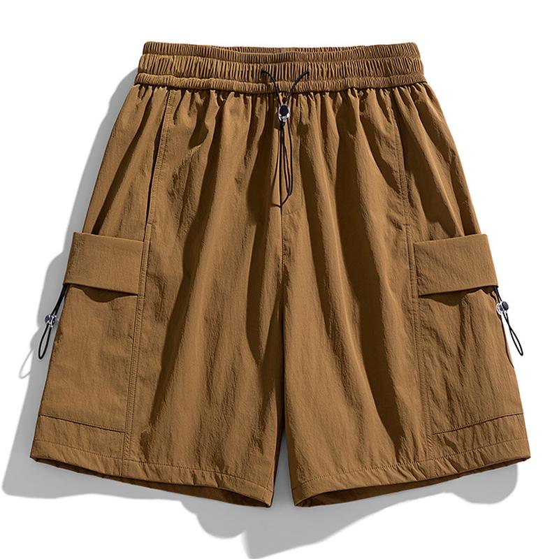Mens Outdoor Sports Solid Color Multi Pocket Quick Dry Drawstring Shorts 70468058Y