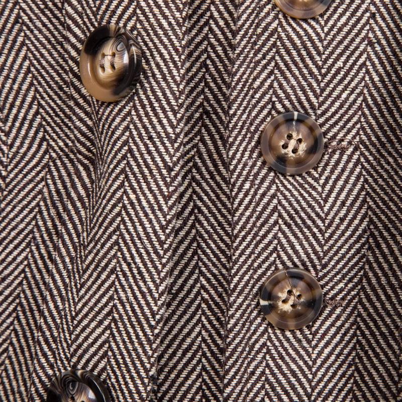 Mens Vintage Stand Collar Herringbone Fake Two Piece Coat 79986497M