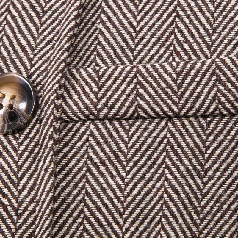 Mens Vintage Stand Collar Herringbone Fake Two Piece Coat 79986497M