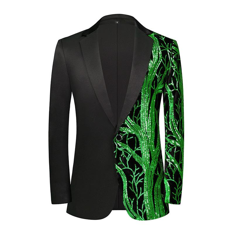 Mens Vintage Sequin Panel Single Breasted Lapel Blazer 16347416M