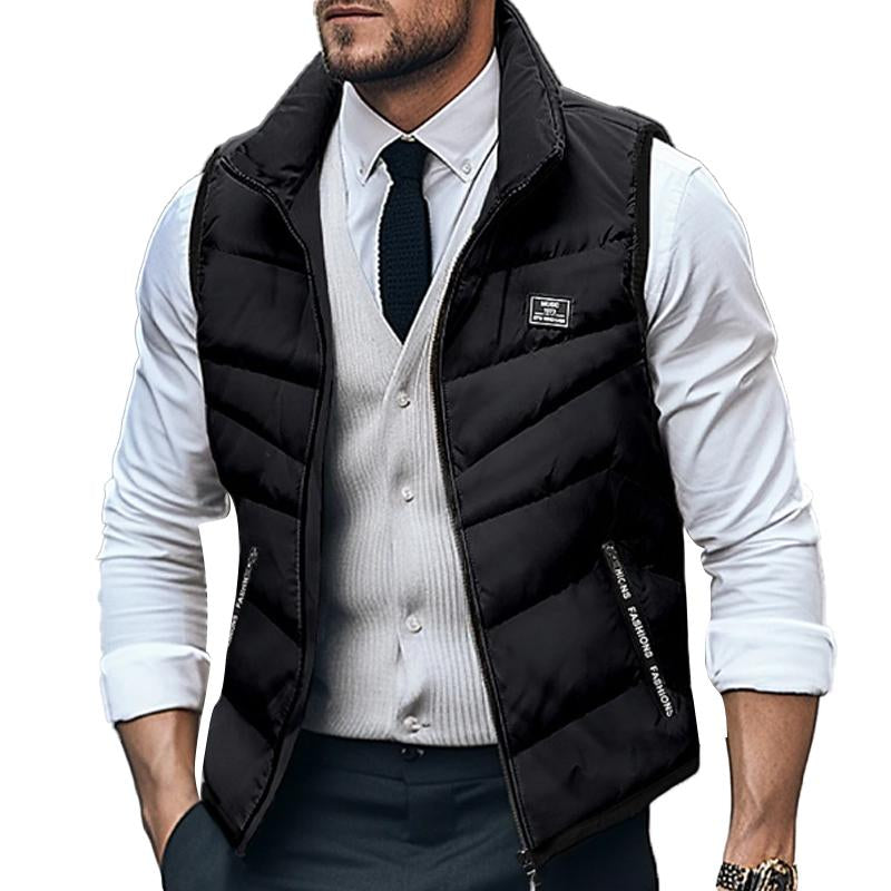 MenS Casual Solid Color Warm Stand Collar Down Vest 01447216Y