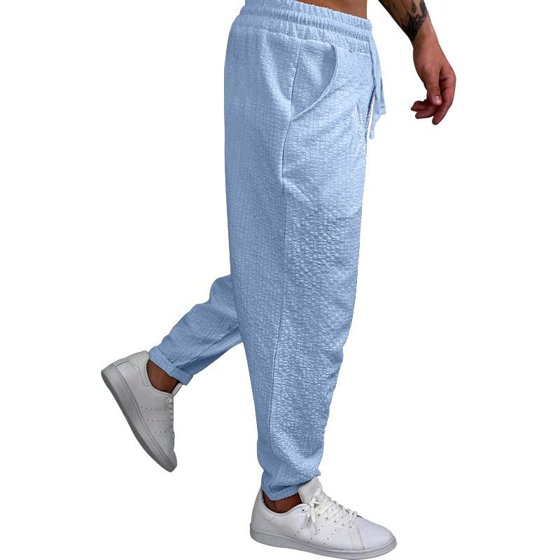 Mens Breathable Solid Color Loose Casual Bubble Pants 58998461Z
