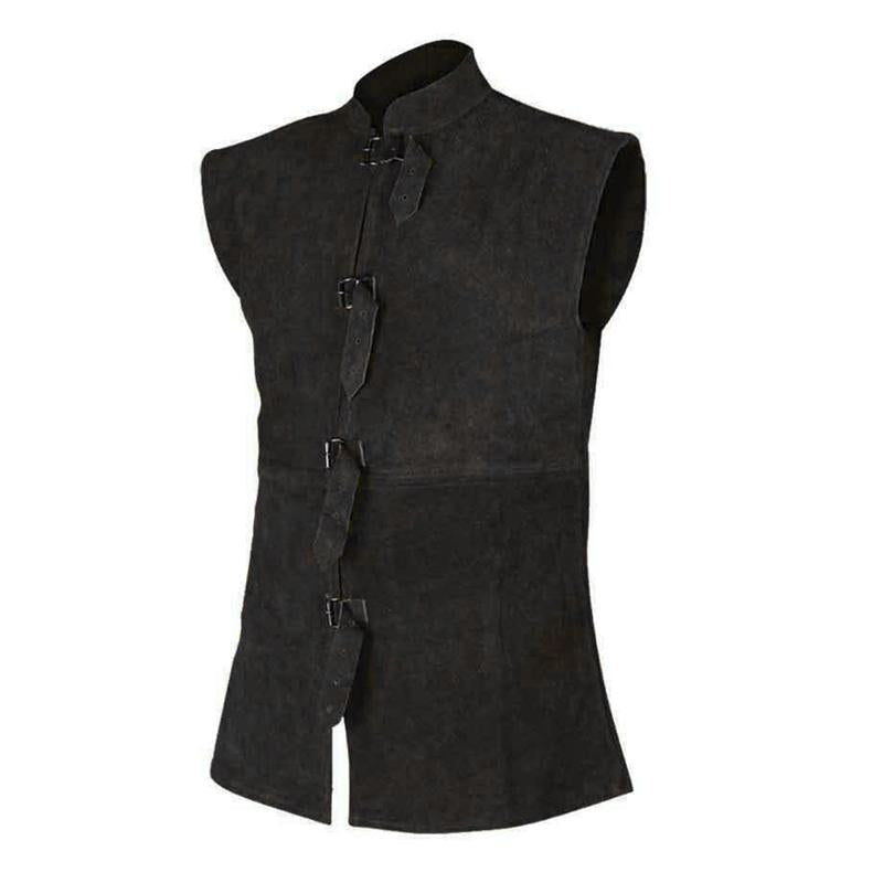 Mens Solid Color Stand Collar Lace-up Vest 67719378X