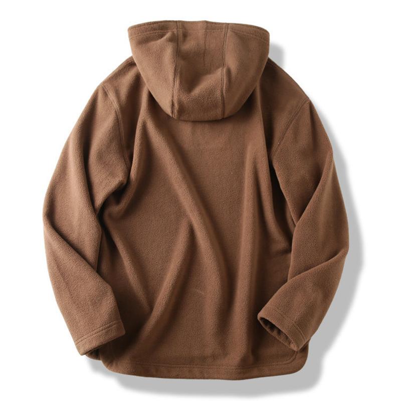 Mens Casual Solid Color Polar Fleece Loose Pullover Hoodie 50588366M