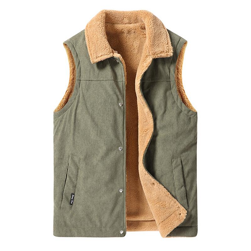 Mens Vintage Corduroy Plush Thick Lapel Vest 59598059X