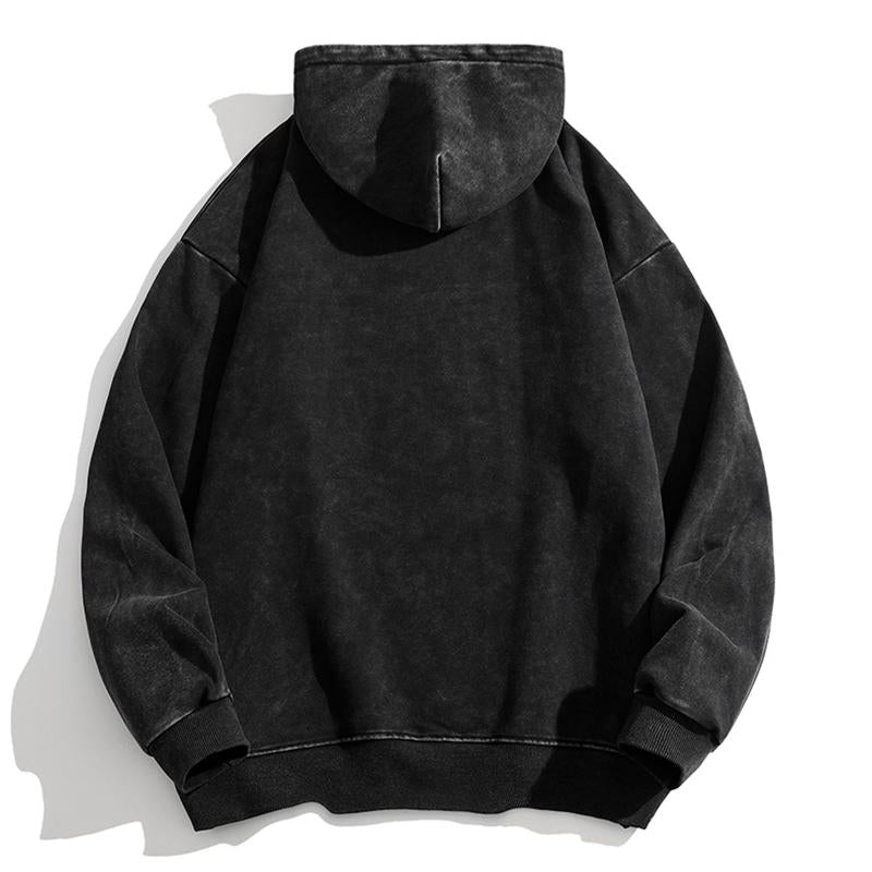 Mens Vintage Washed Kangaroo Pocket Long Sleeve Pullover Hoodie 59431446M
