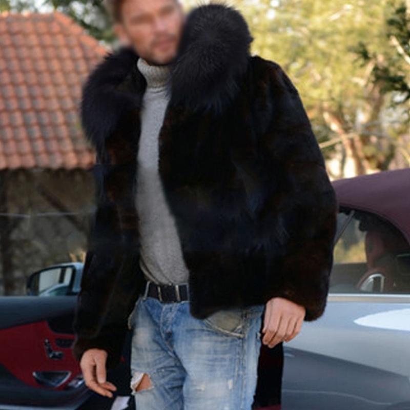 Mens Vintage Solid Color Faux Fur Hooded Coat 65769059Y