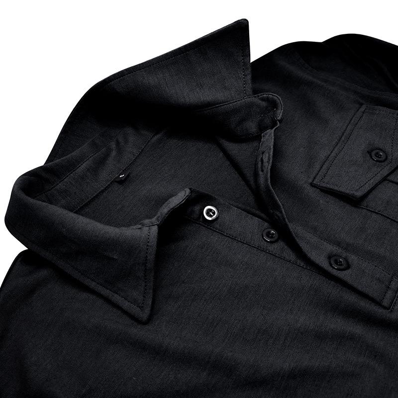 Mens Casual Solid Color Lapel Long Sleeve Polo Shirt 33969571M