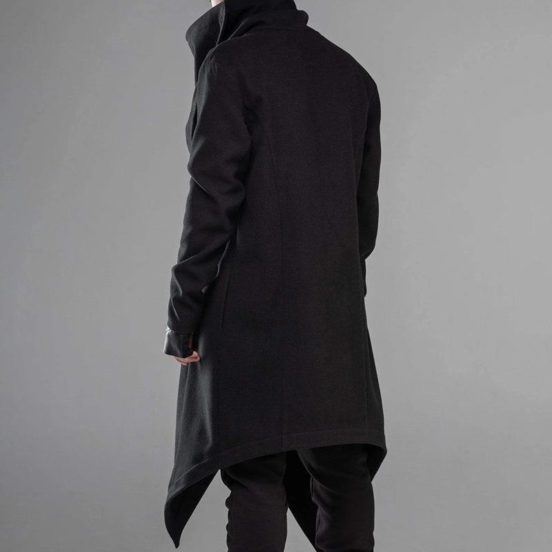 Mens Solid Gothic Style Pleated Long Sleeve Cape Coat 54287036Z
