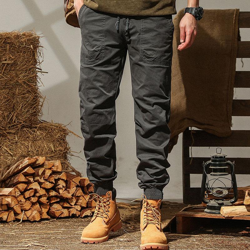 Mens Casual Cotton Loose Elastic Waist Multi Pocket Cargo Pants 14871078M