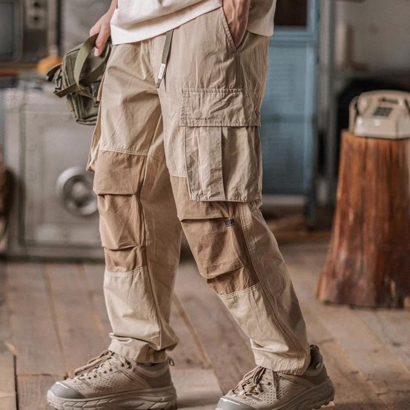 Mens Vintage Washed Cotton Pocket Loose Cargo Pants 16930849Y