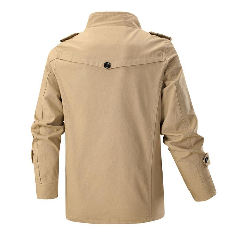 Mens Casual Thin Cotton Solid Color Multi-pocket Loose Workwear Coat 52248437M