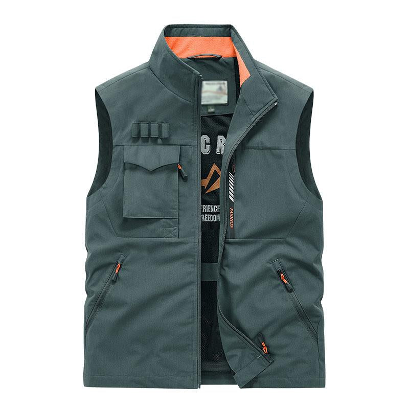 Mens Casual Outdoor Stand Collar Multi-pocket Quick-Dry Work Vest 53577457M