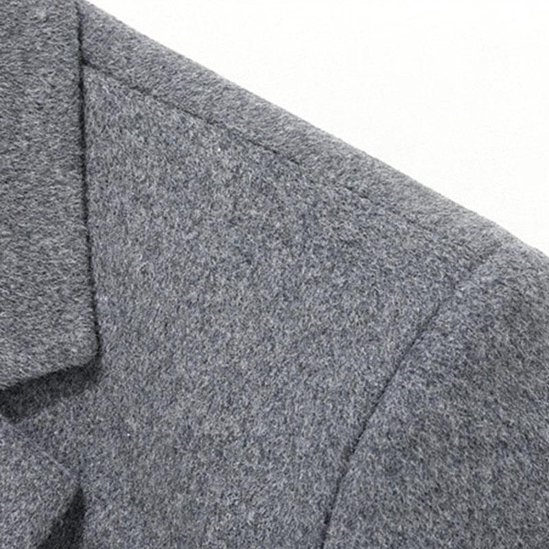 Mens Vintage Wool Blended Thickened Warm Lapel Single-Breasted Blazer 76857884M