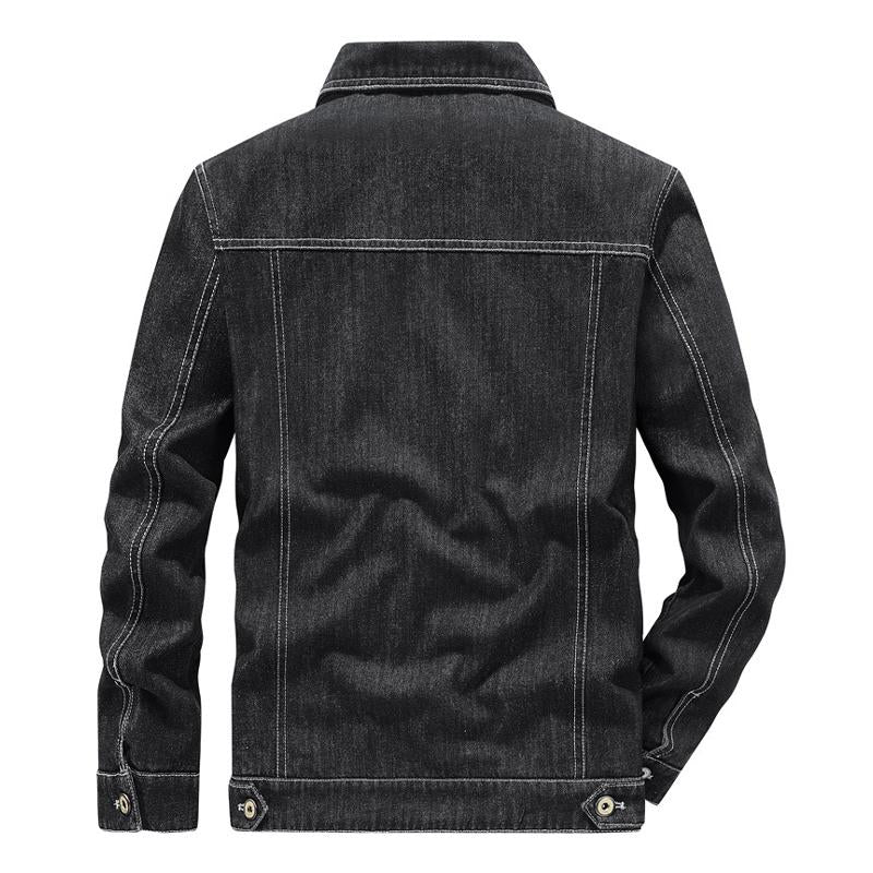 Mens Vintage Multi-Pocket Lapel Denim Jacket 00482992Y