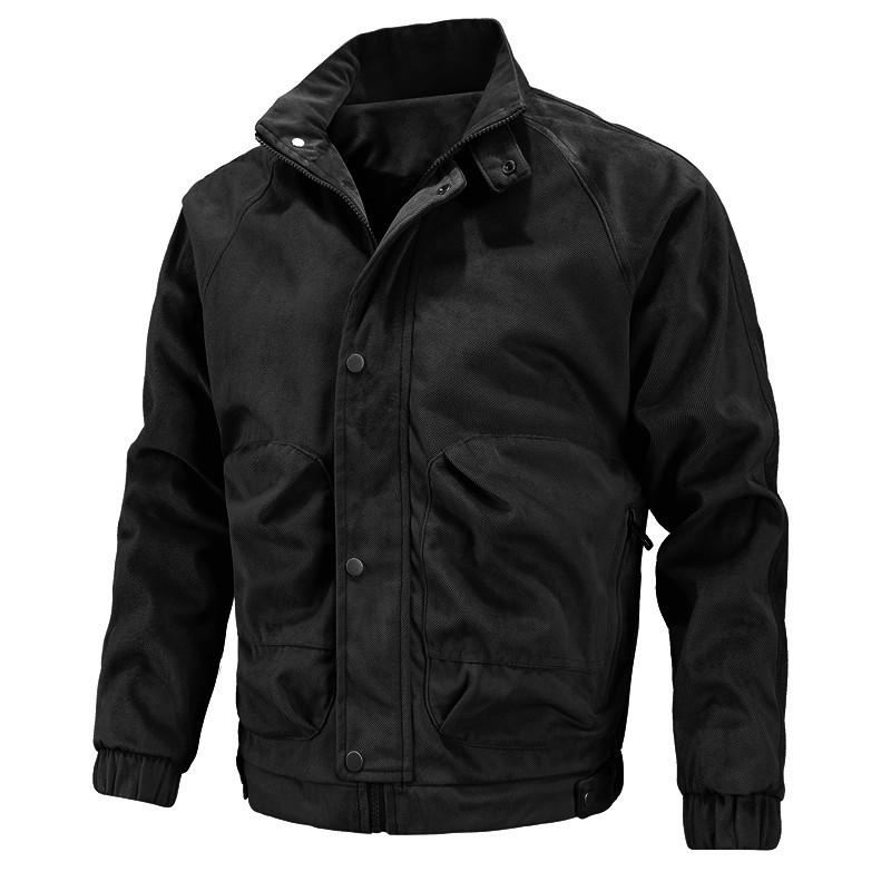 Mens Solid Color Stand Collar Zipper Slim Jacket 92172874X