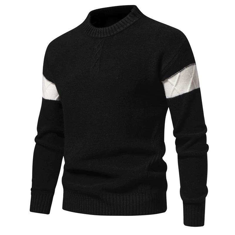 Mens Casual Color Block Jacquard Crew Neck Sweater 22320423Y