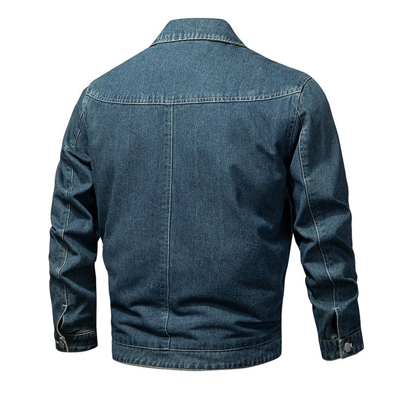 Mens Vintage Denim Lapel Single Breasted Cargo Jacket 60166172X