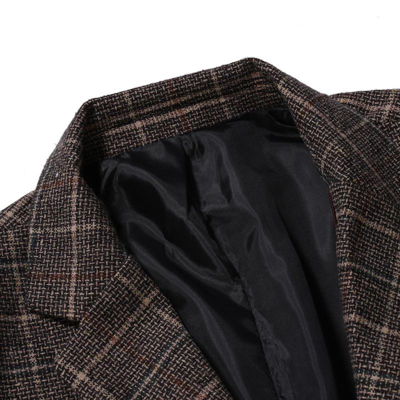 Mens Business Check Lapel Long Sleeve Blazer 68348878Y