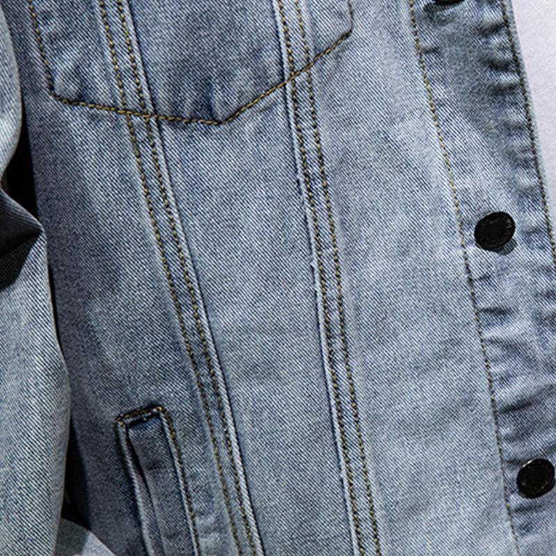 Mens Casual Fit Lapel Long Sleeve Denim Jacket (T-Shirt And Necklace Excluded) 06399940M