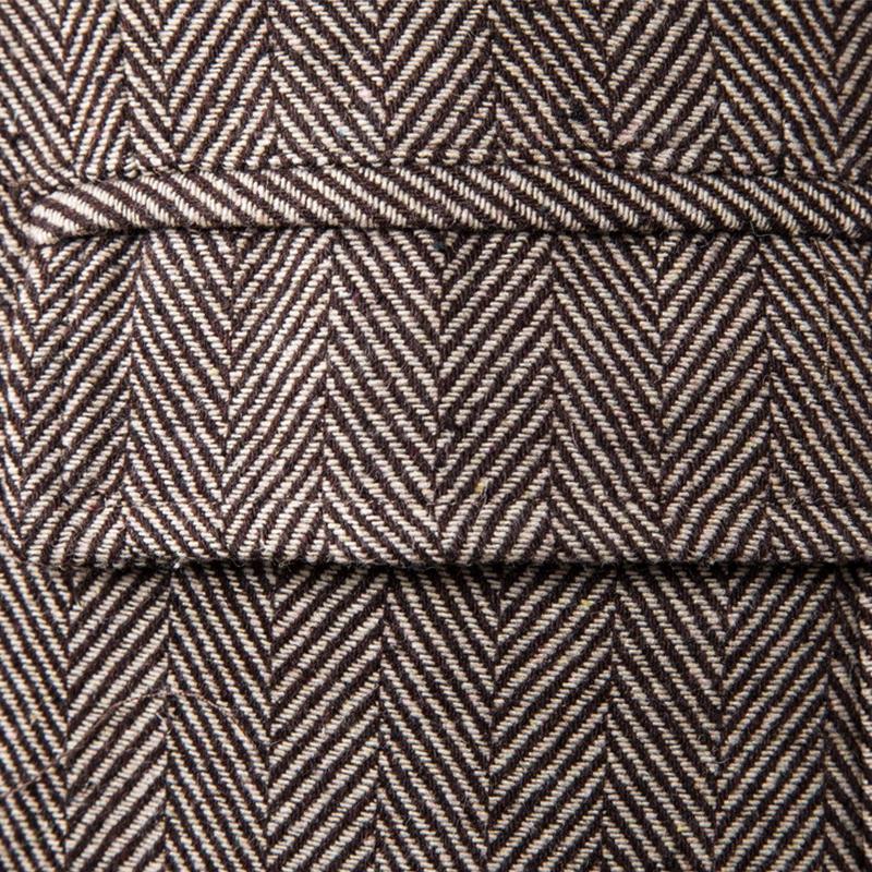 Mens Vintage Stand Collar Herringbone Fake Two Piece Coat 79986497M