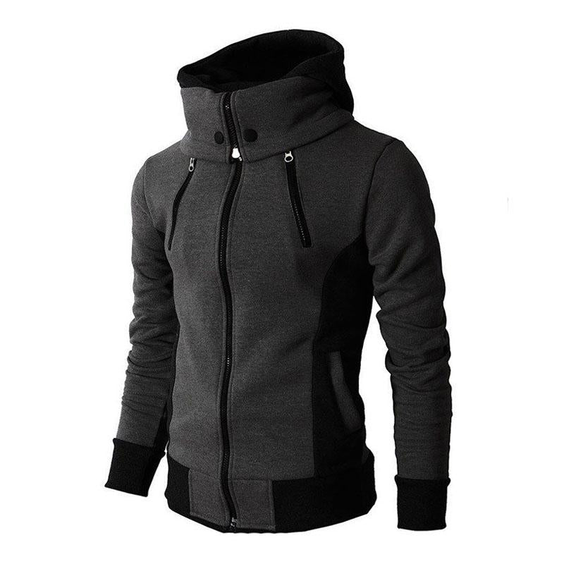 Mens Casual Colorblock Turtleneck Two Fake Pieces Zipper Sports Hoodie 27846230M