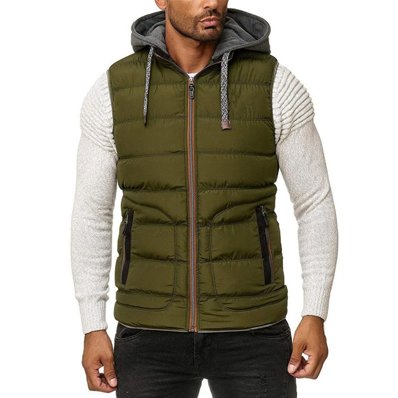 Mens Casual Color Block Hooded Down Vest 44011977Y