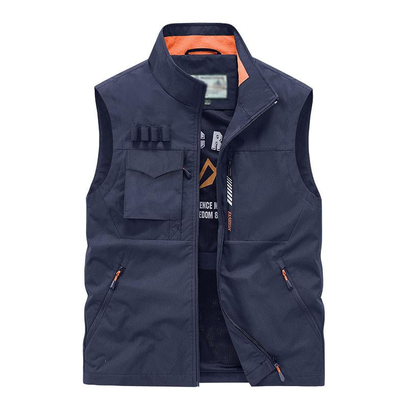 Mens Casual Outdoor Stand Collar Multi-pocket Quick-Dry Work Vest 53577457M