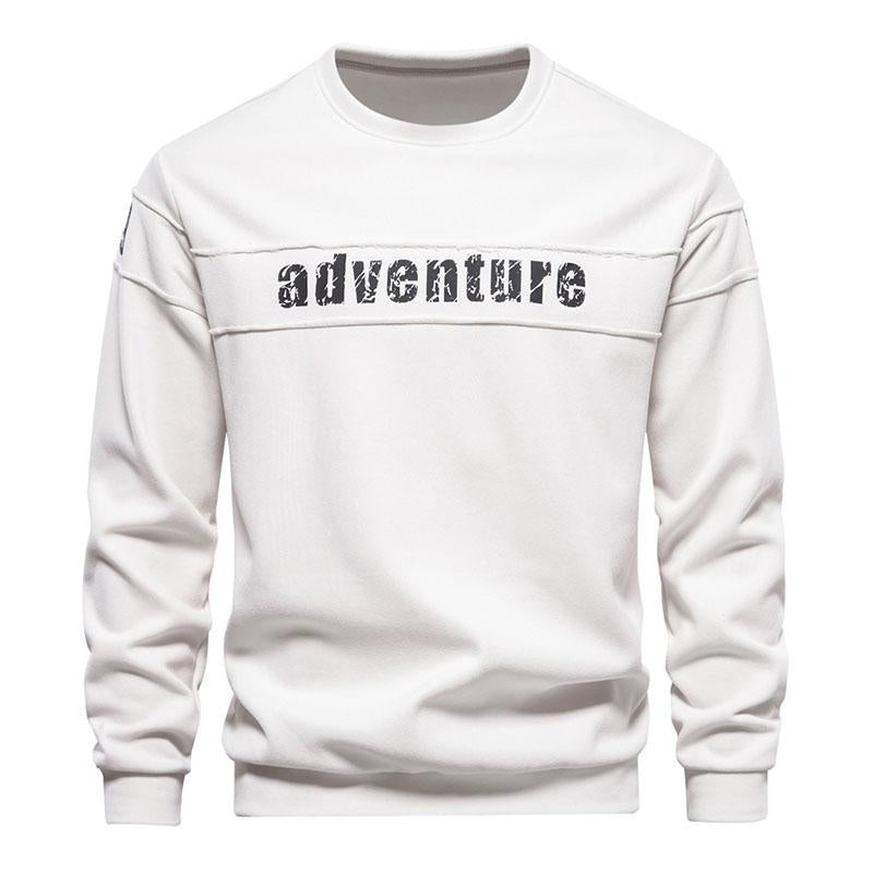 Mens Casual Letters Printed Loose Round Neck Long Sleeve Sweatshirt 12760830M