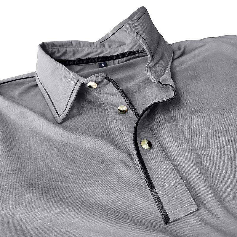 Mens Solid Color Long Sleeve Lapel Polo Shirt 28855071X