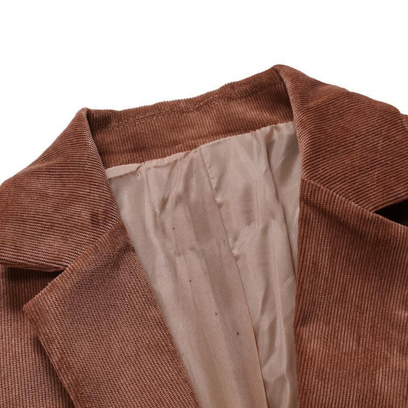 Mens Casual Solid Color Corduroy Lapel Blazer 31425349Y