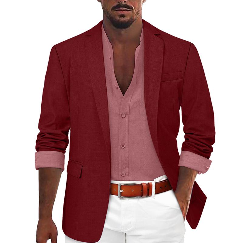 Mens Solid Color One Button Casual Blazer 07686840X