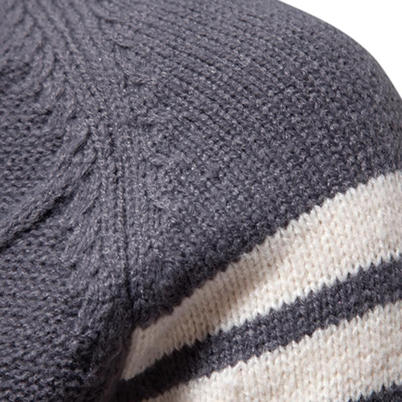 Mens Round Neck Knitted Pullover Casual Patchwork Sweater 63130720X