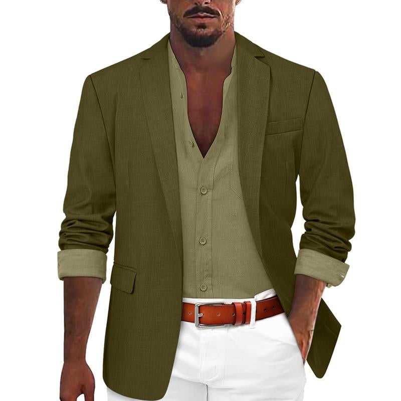 Mens Solid Color One Button Casual Blazer 07686840X