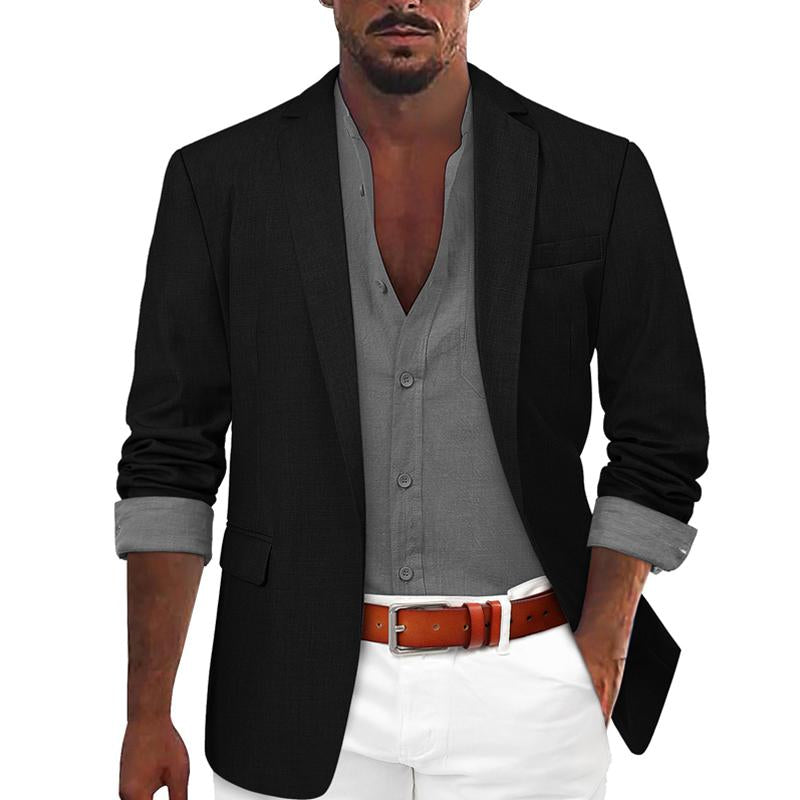 Mens Solid Color One Button Casual Blazer 07686840X