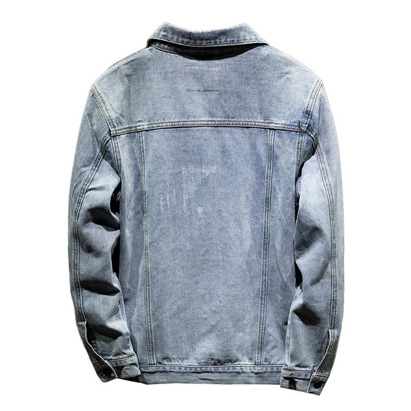 Mens Casual Fit Lapel Long Sleeve Denim Jacket (T-Shirt And Necklace Excluded) 06399940M