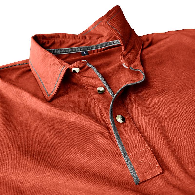 Mens Solid Color Long Sleeve Lapel Polo Shirt 28855071X