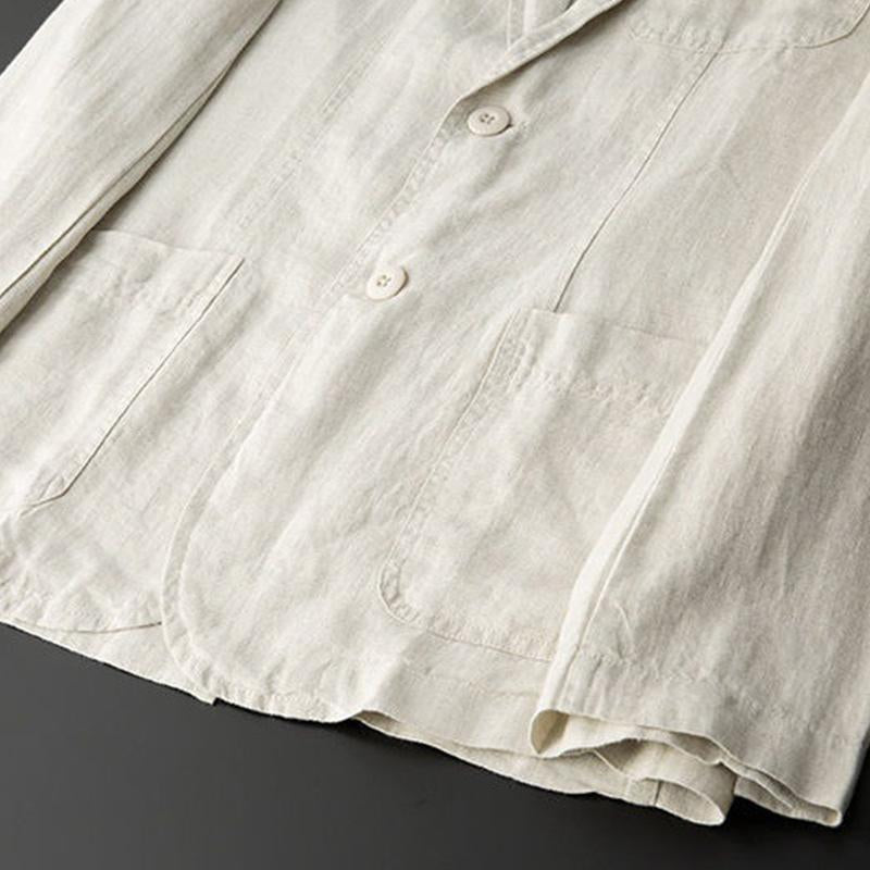 Mens Casual Thin Linen Breathable Lapel Blazer 31649019M