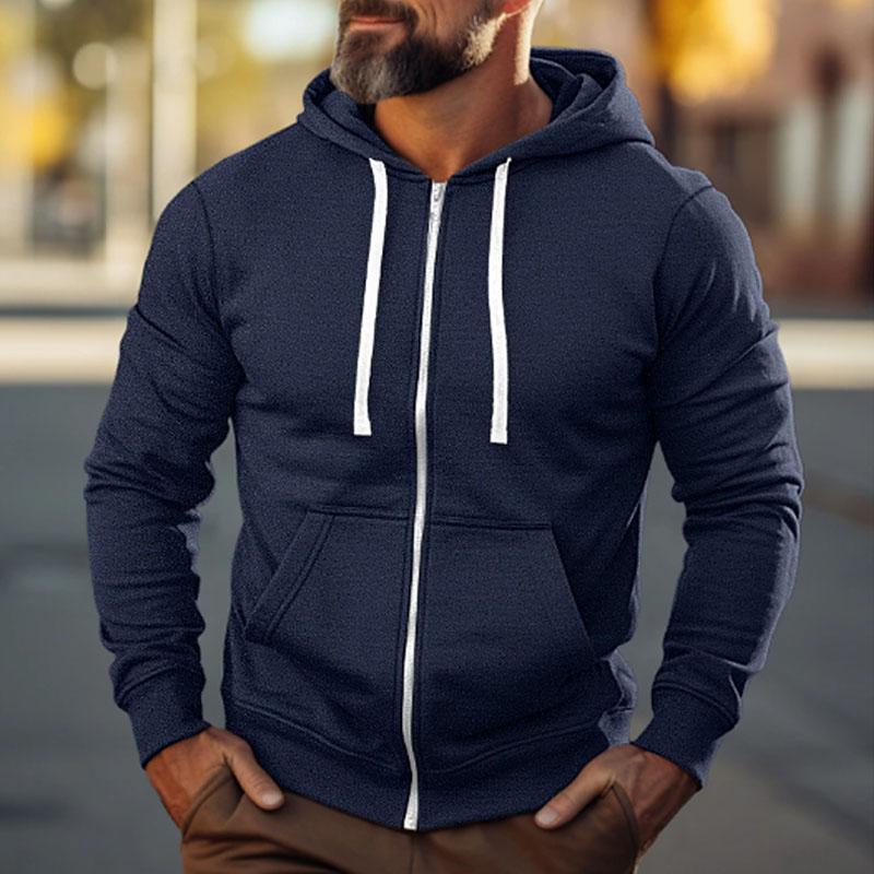 Mens Casual Solid Color Sport Long Sleeve Hoodie Jacket 97256921Y