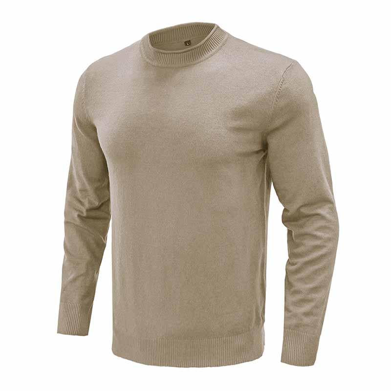Mens Casual Solid Color Round Neck Long Sleeve Pullover Sweater 40613843M