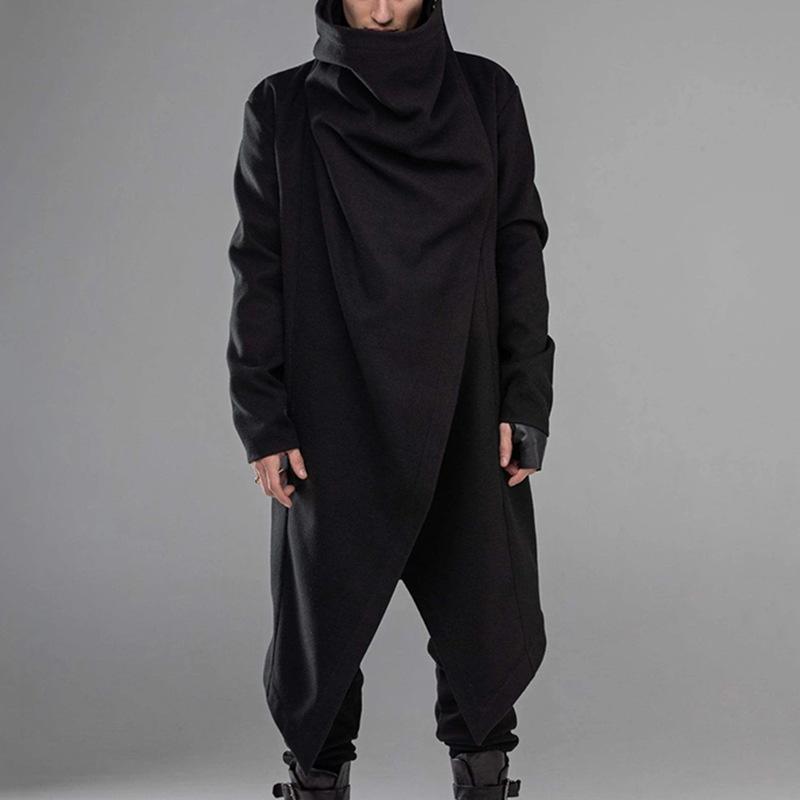 Mens Solid Gothic Style Pleated Long Sleeve Cape Coat 54287036Z