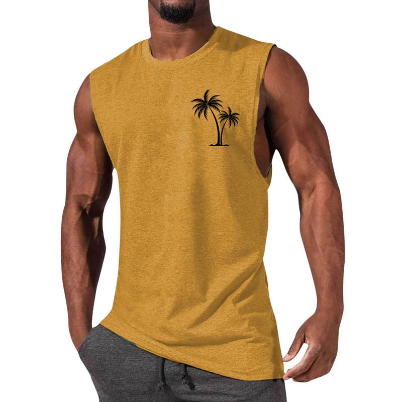 Mens Casual Sports Printed Round Neck Tank Top 12305907X