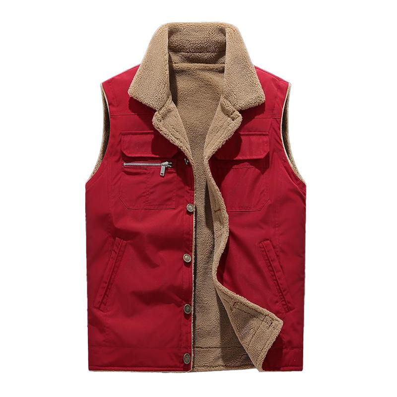 Mens Casual Sherpa Lapel Lapel Single Breasted Slim Vest 88395228M