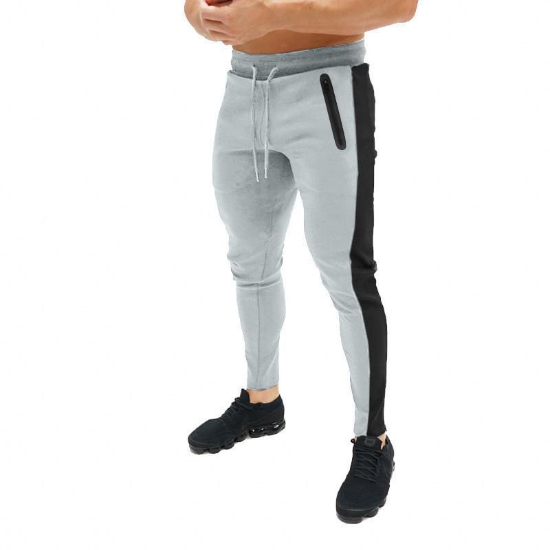 Mens Casual Sports Contrast Color Elastic Waist Slim Fit Pants 84530948M