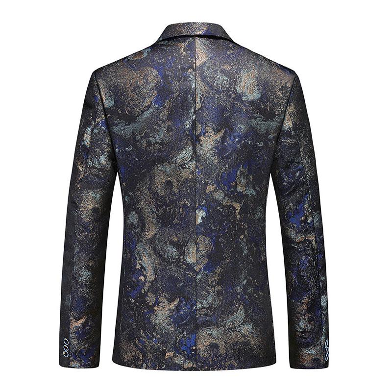 Mens Vintage Printed Lapel One Button Slim Fit Blazer 51780773M