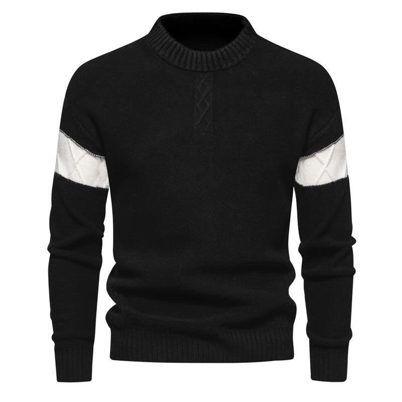 Mens Casual Color Block Jacquard Crew Neck Sweater 22320423Y