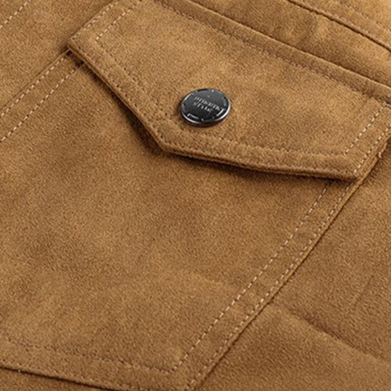 Mens Vintage Suede Brushed Lapel Single Breasted Jacket 63506956M