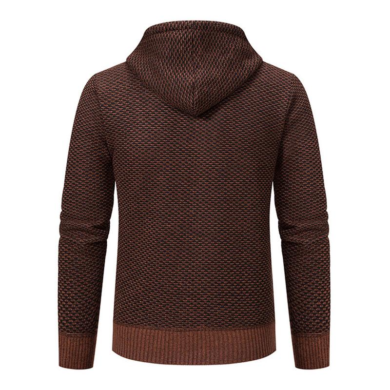 Mens Casual Fleece Warm Zipper Hooded Slim Knit Cardigan 94327711M