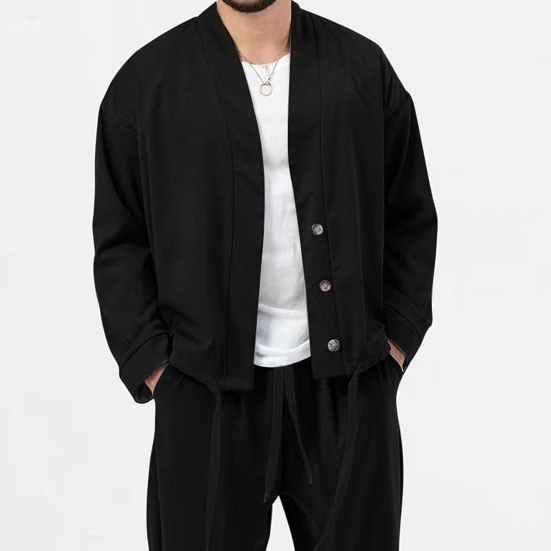 Mens Solid Color V-neck Casual Sports Jacket 69883198X