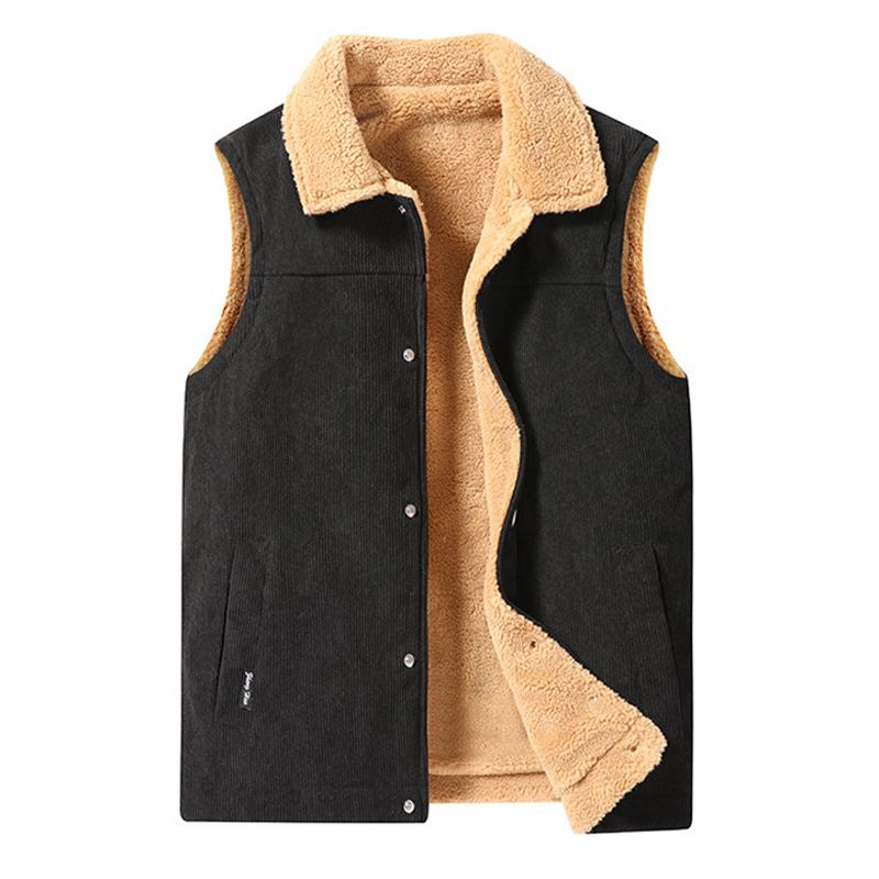 Mens Vintage Corduroy Plush Thick Lapel Vest 59598059X